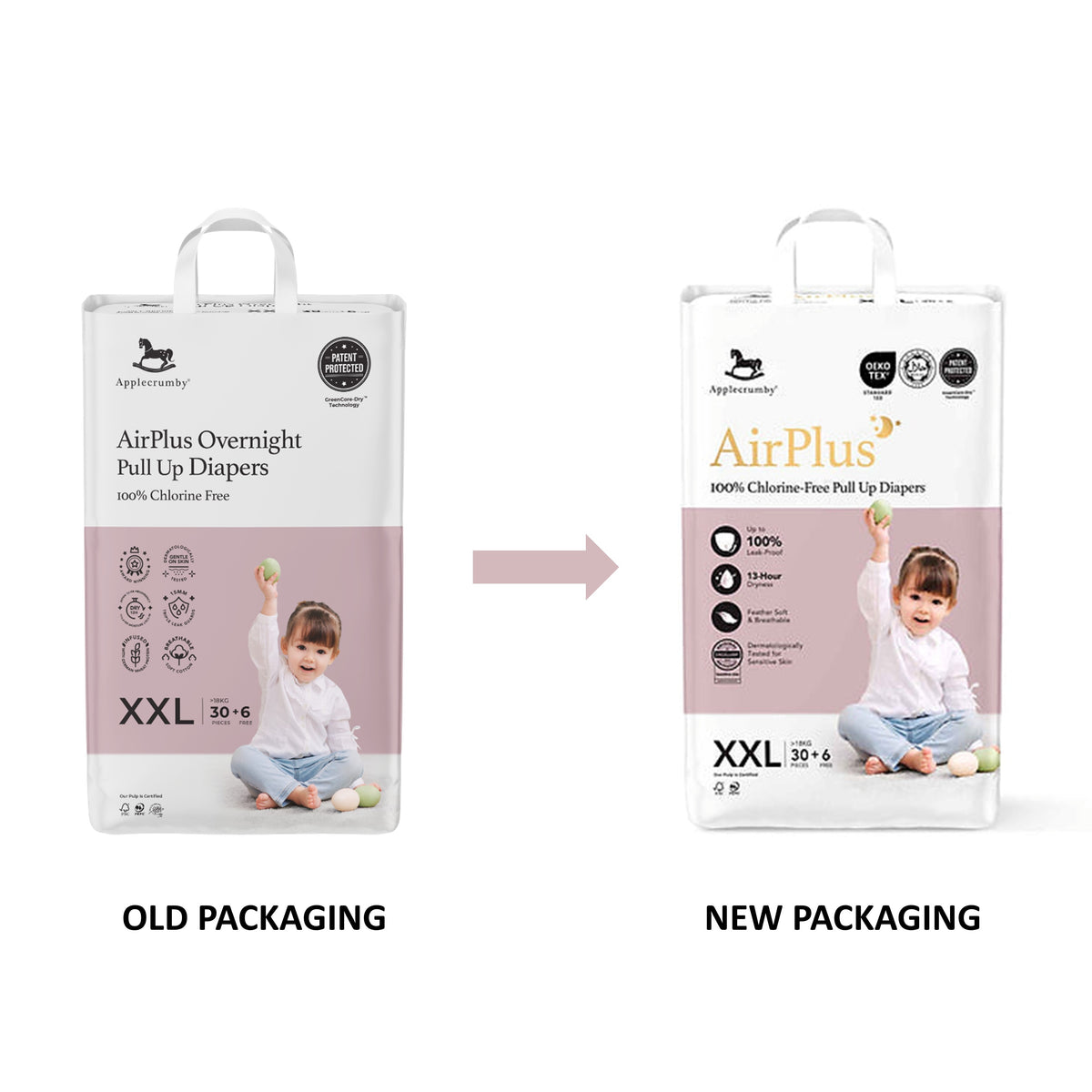 Applecrumby AirPlus Overnight Baby Pants Size XXL 30's+6's (For More Than 18kg)