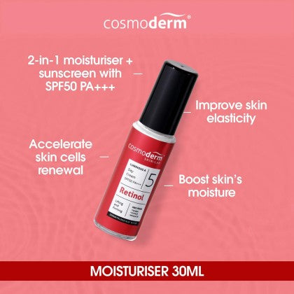 Cosmoderm Luminuos A Day Cream SPF50 PA+++ 30mL (2 in 1 Moisturiser + Sunscreen)