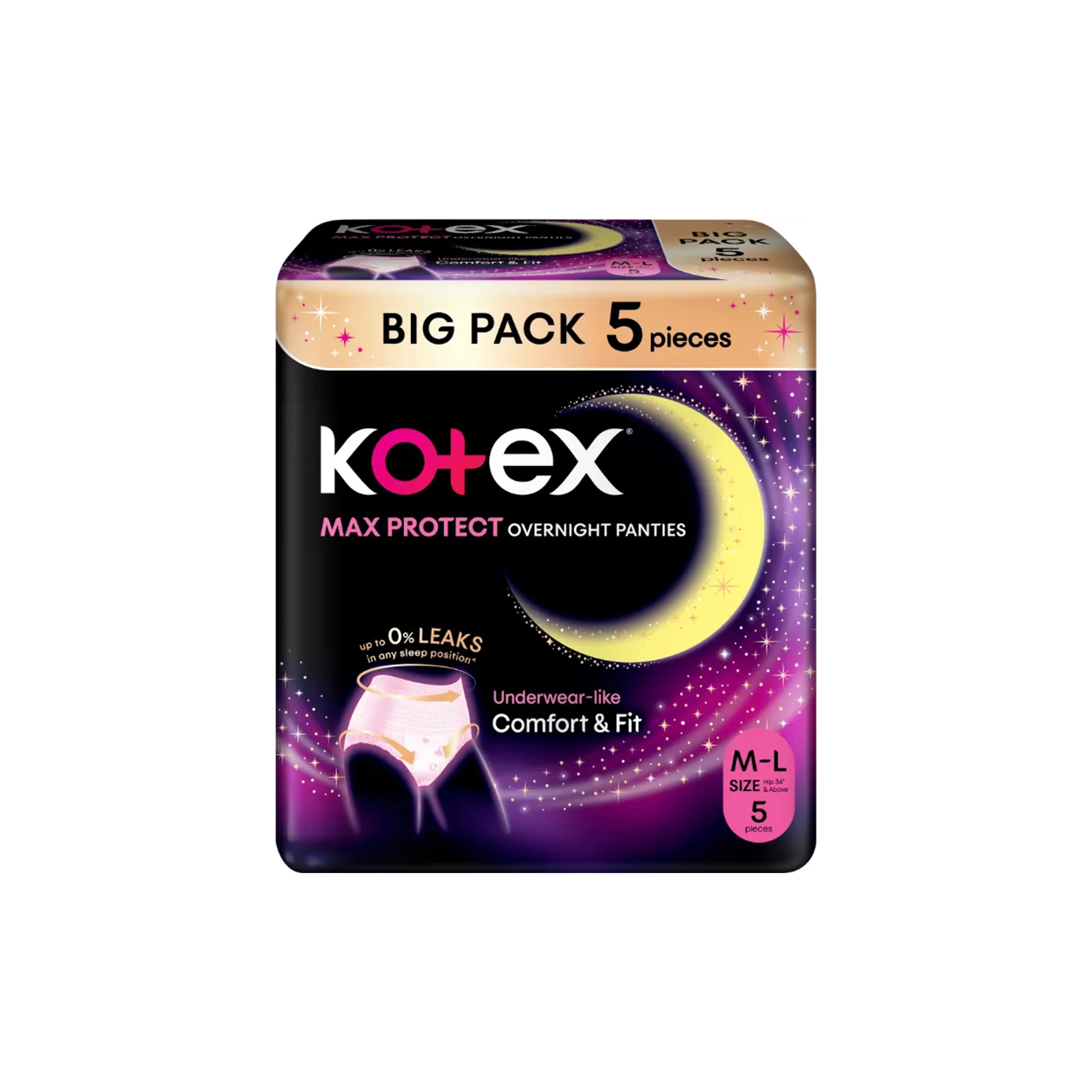 Kotex Overnight Panties (Size M-L, Hip 34-41 inches) 5's [Big Pack]