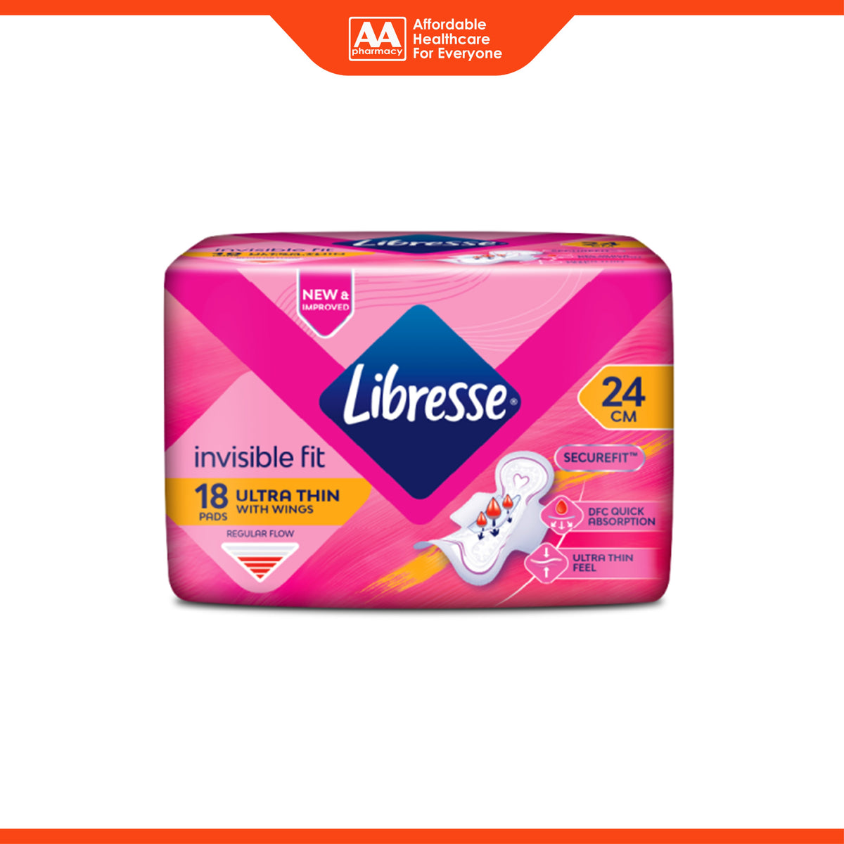 Libresse Pads (Invisible Fit, Ultra Thin, 24cm Wings) 18's