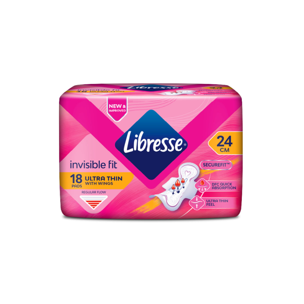 Libresse Pads (Invisible Fit, Ultra Thin, 24cm Wings) 18's