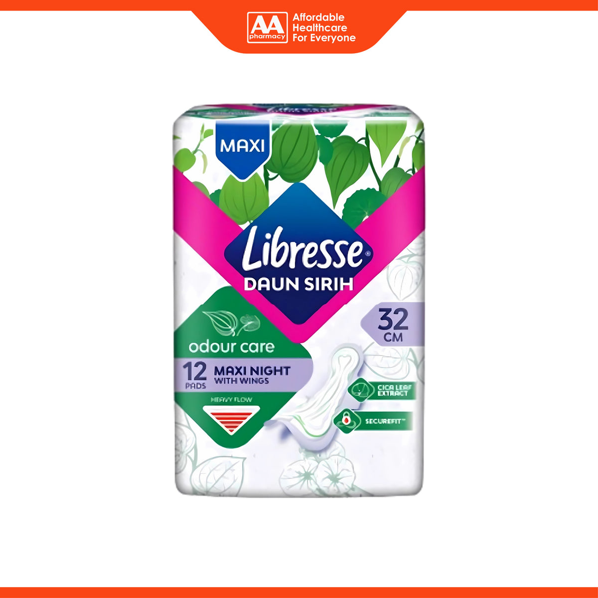Libresse Pads (Odour Care, Maxi Night, 32cm Wings) 12's