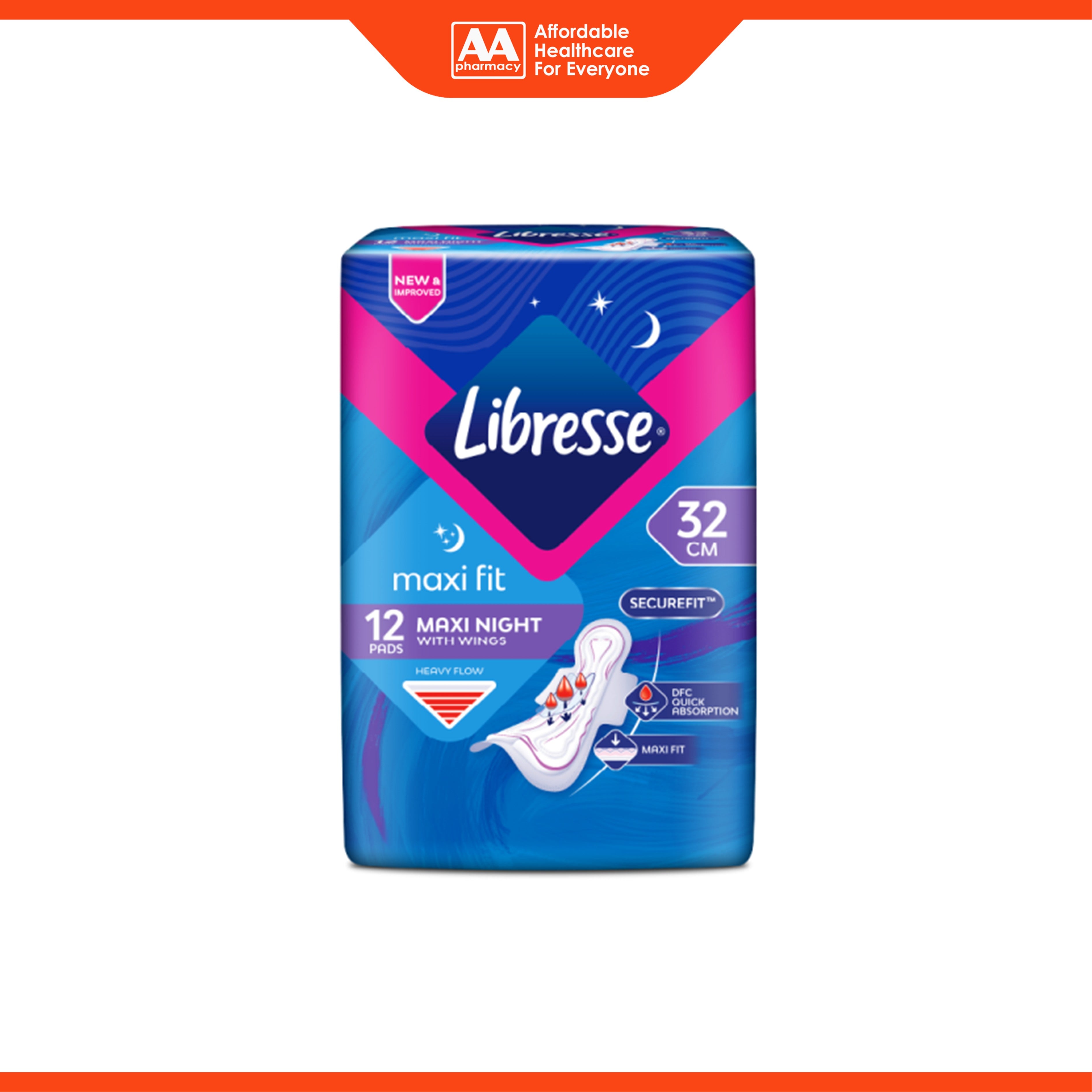 Libresse Pads (Maxi Night, 32cm Wings) 12's