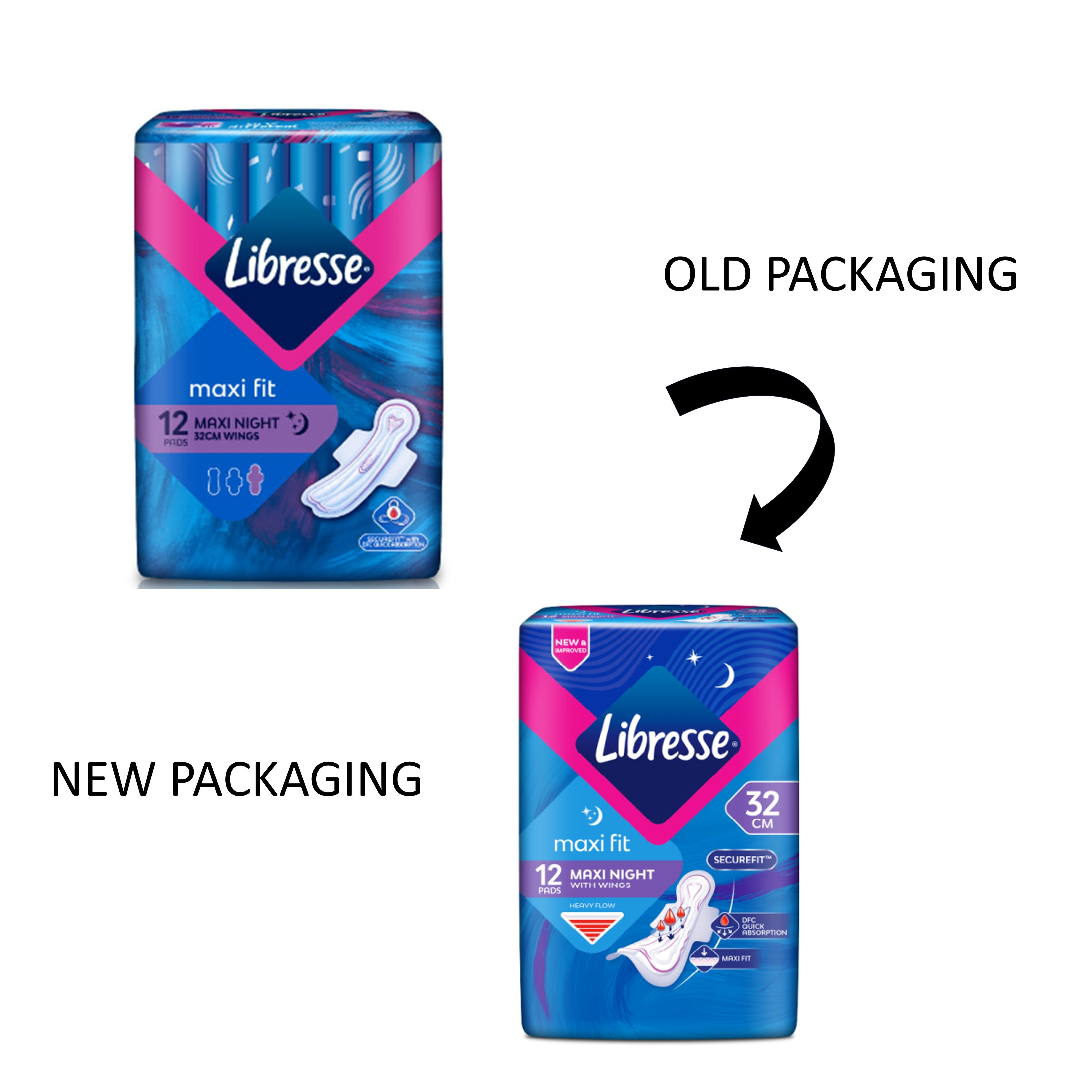 Libresse Pads (Maxi Night, 32cm Wings) 12's