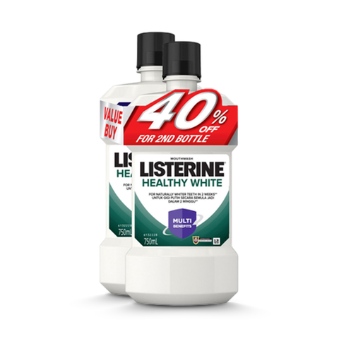 Listerine Healthy White Mouthwash 2x750ml