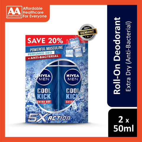 Nivea Men Roll-On Deodorant Cool Kick Twinpack (50mL X 2)