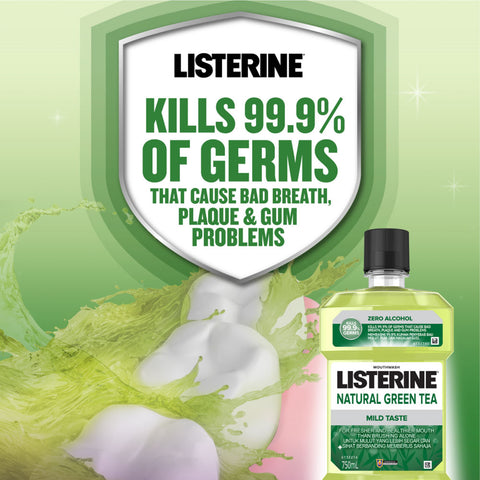 Listerine Mouthwash - Natural Green Tea (Less Intense/Mild Taste) 750mLx2's [Twinpack]