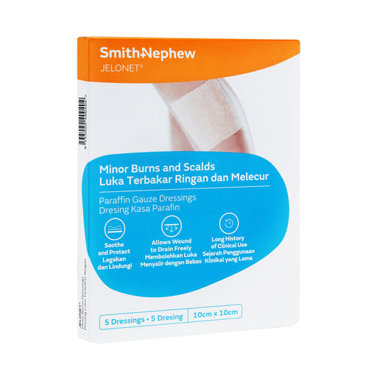 Smith and Nephew Jelonet Paraffin Gauze Dressing 10cmx10cm 5's