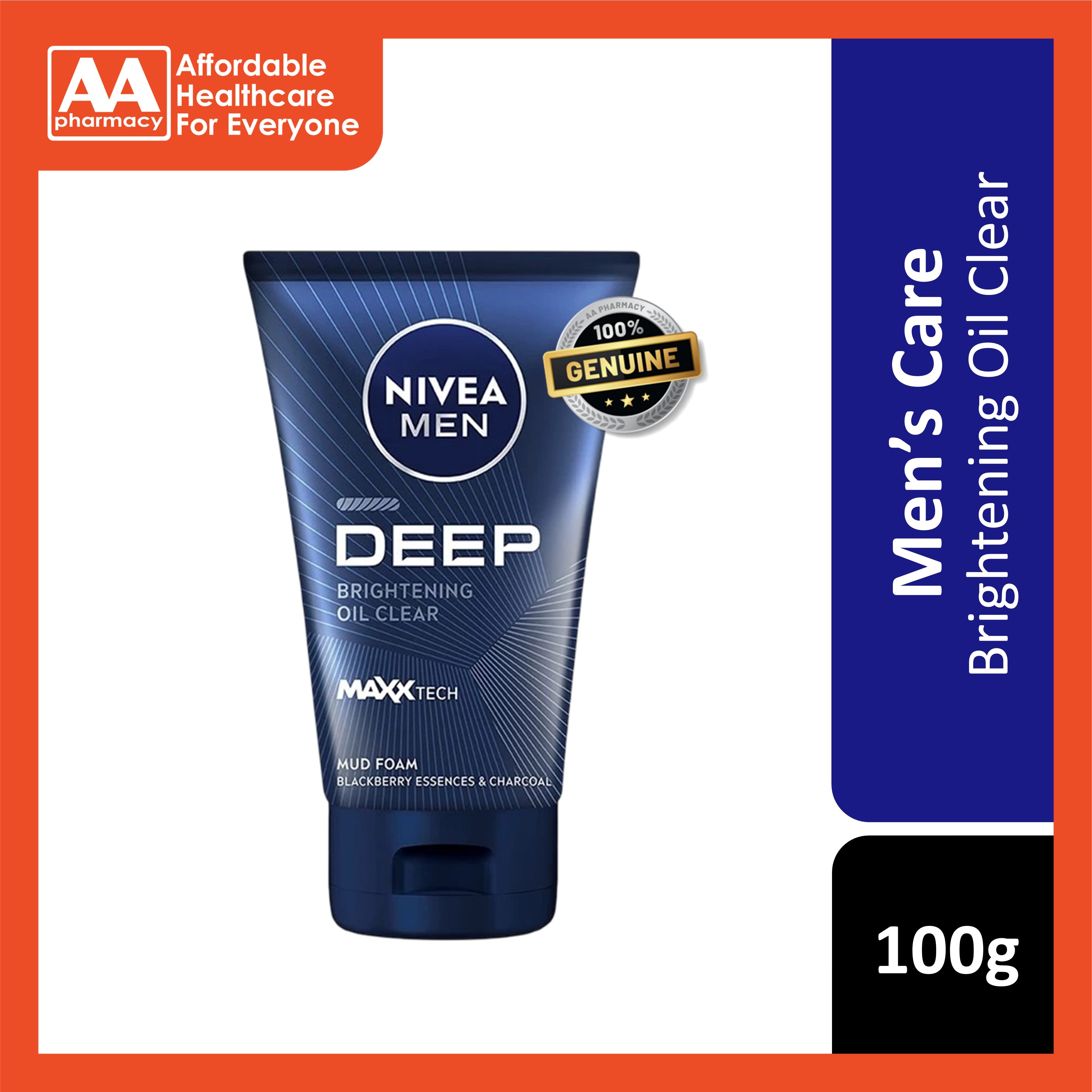 Nivea Men Deep Brightening Oil Clear MaxxTech Mud Foam 100g