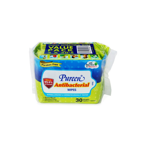 Pureen Antibacterial Wipes 2x30's [Value Pack]