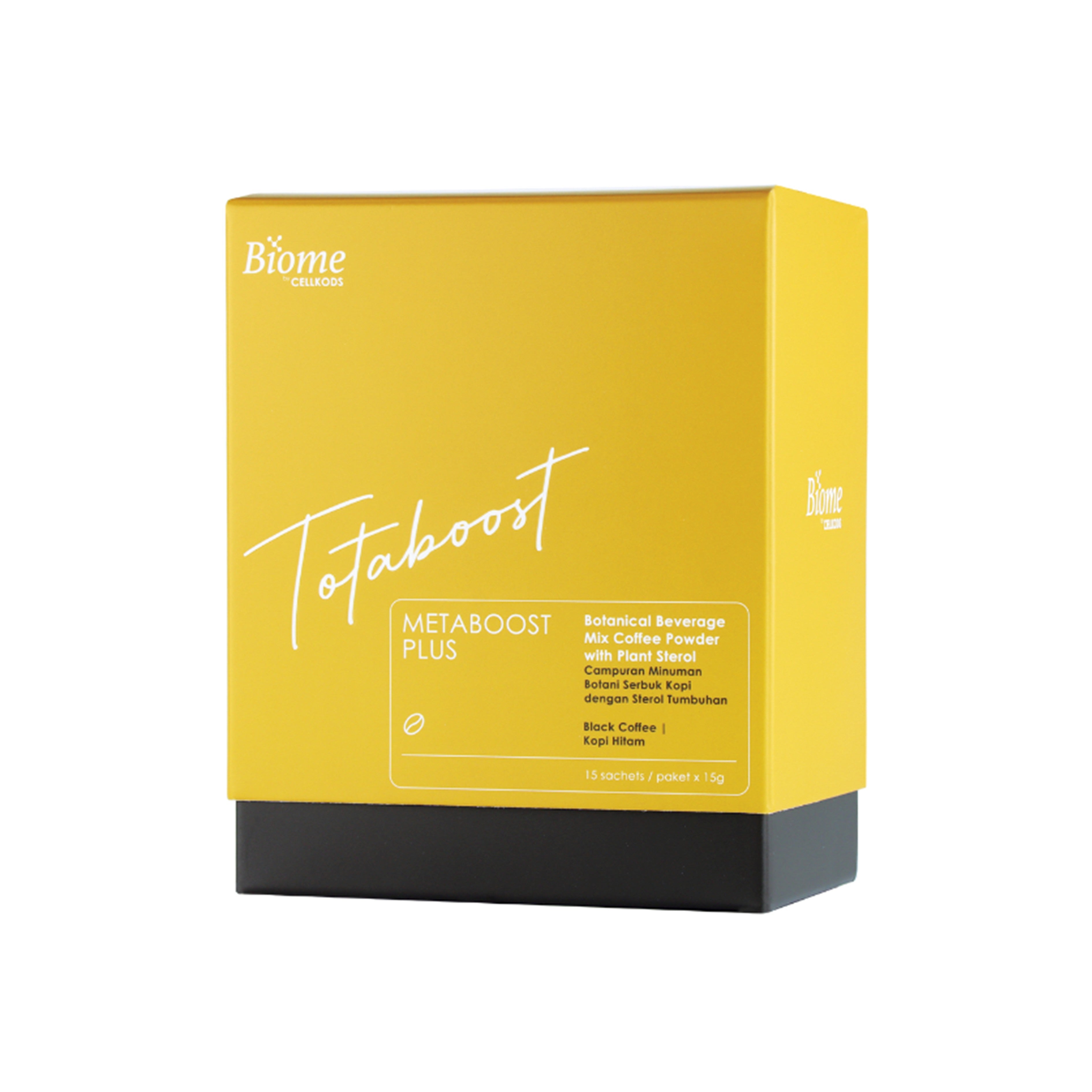 Biome Totaboost Metaboost Plus (Botanical Beverage Mix Coffee Powder with Plant Sterol) Sachet 15gx15's (Black Coffee Flavour)