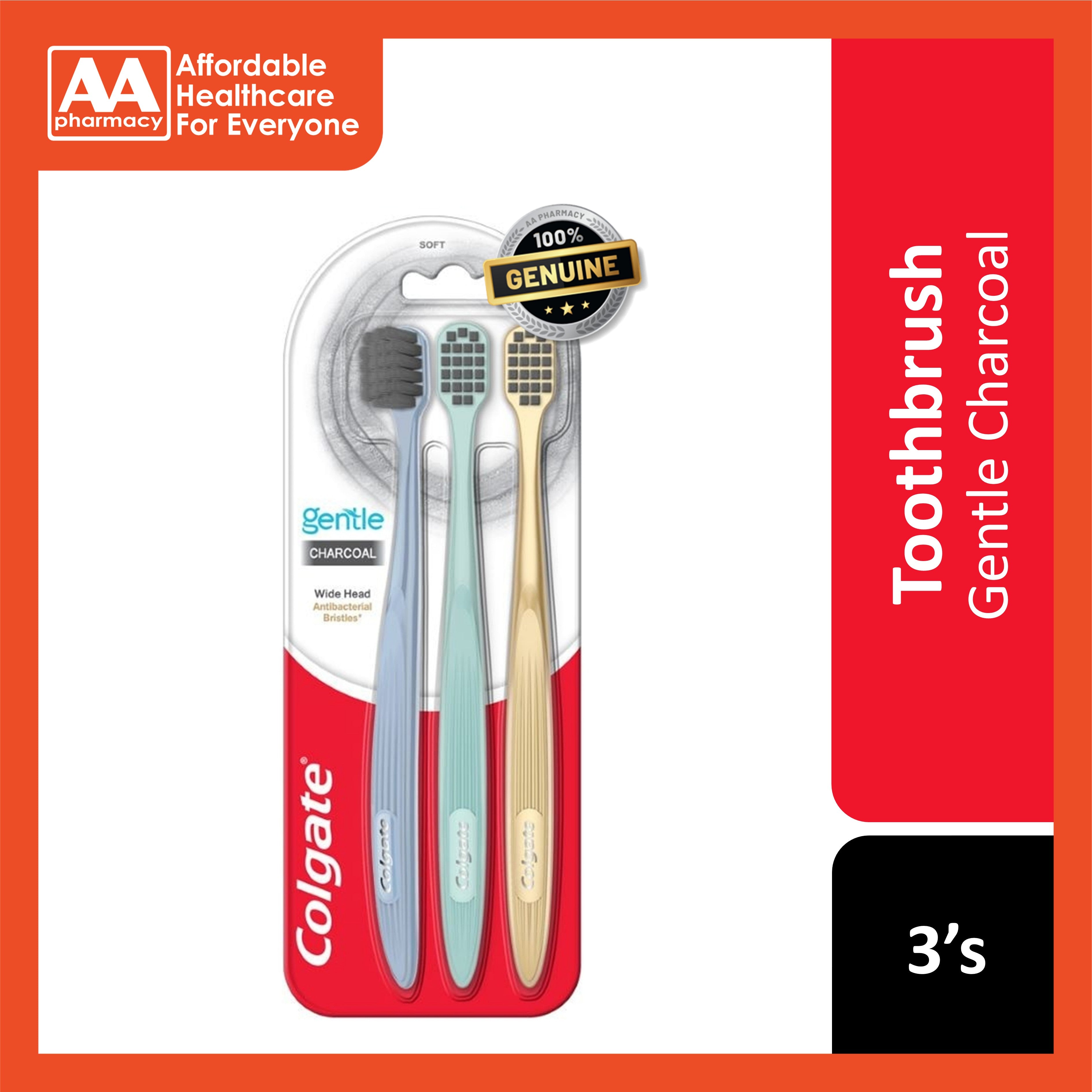 Colgate Toothbrush (Gentle Charcoal, Soft) 3's
