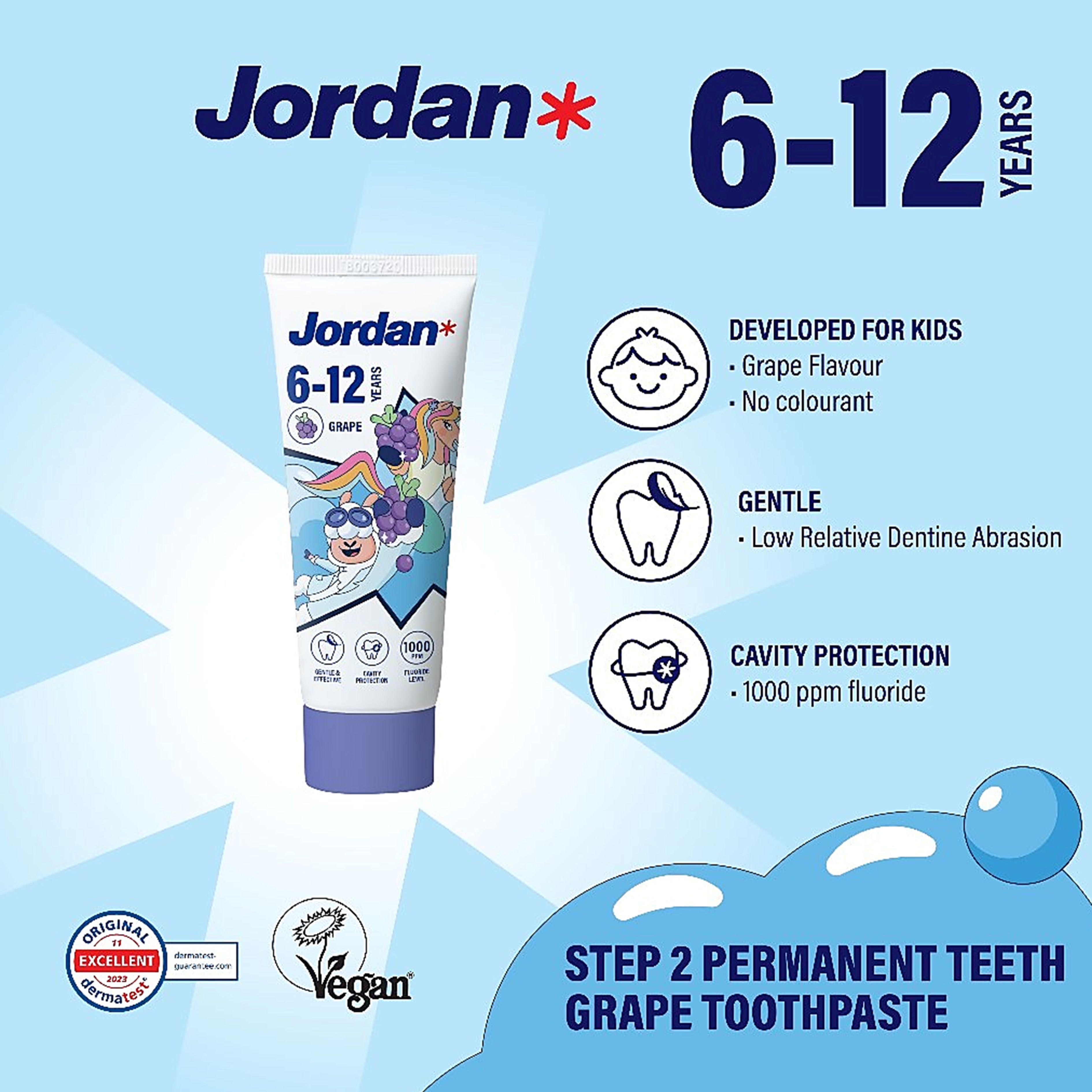 Jordan Toothpaste Step 2 (6 - 12 Years) 75g - Grape