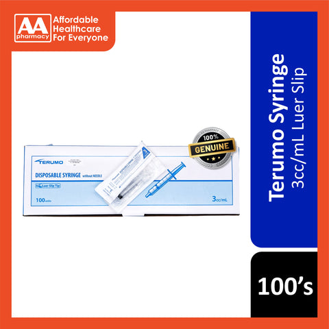 Terumo Syringe 3cc/mL 100's (Luer Lock/Luer Slip)