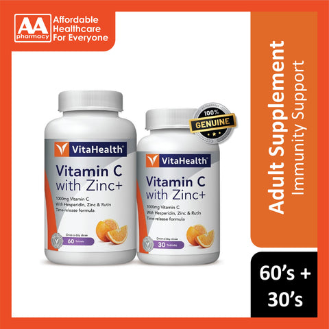 VitaHealth Vitamin C 1000mg with Zinc+ Tablet 60's+30's