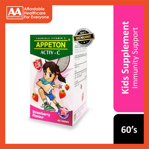 Appeton Activ-C Vitamin C 100mg (Strawberry Flavour) Chewable Tablet 60's [For Children 7-12 Years]