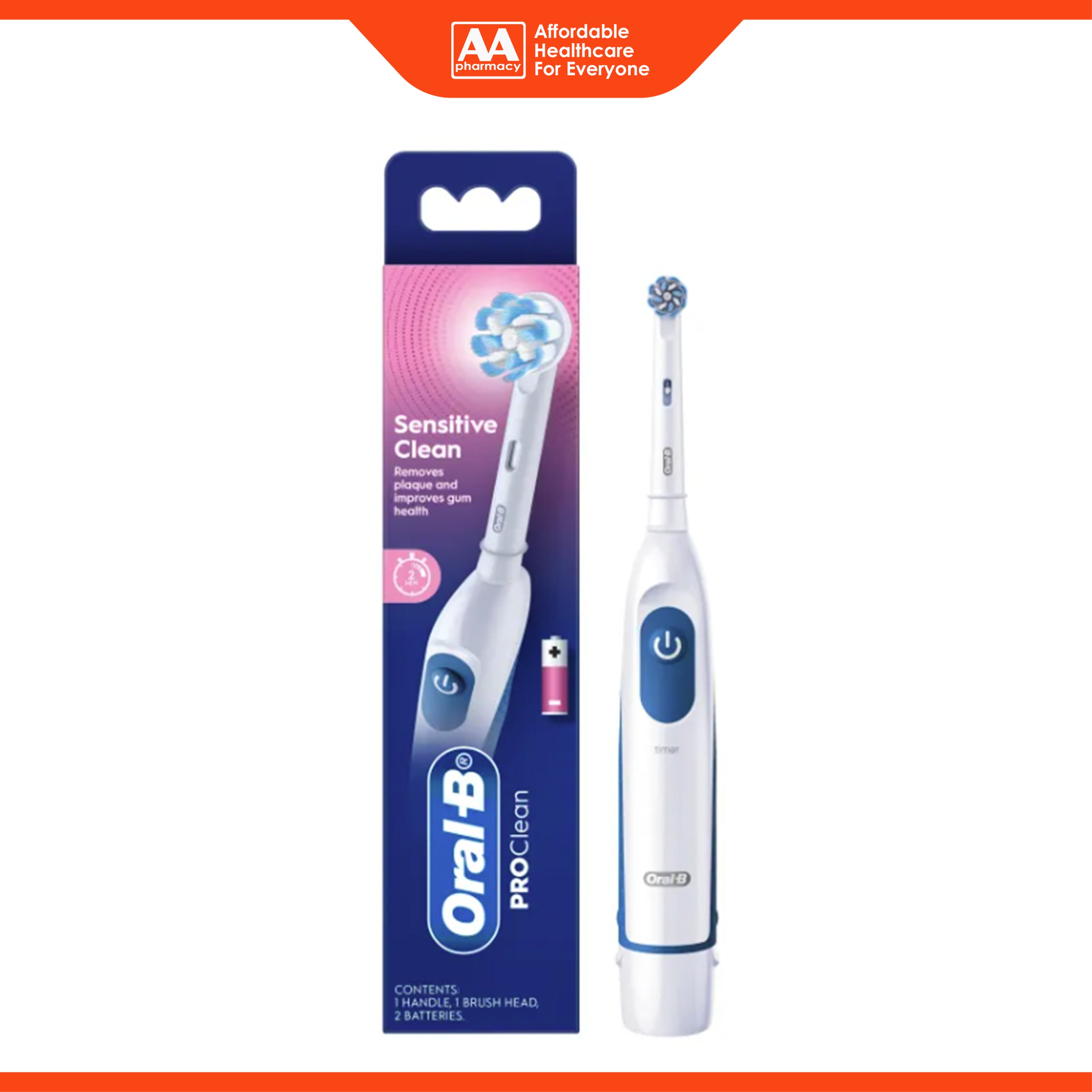 Oral-B PROClean Sensitive Clean Electric Toothbrush (1 Handle, 1 Brush Head, 2 Batteries)