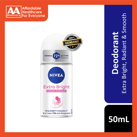 Nivea Extra Bright (Radiant and Smooth) 72H Anti-Perspirant Roll On 50mL
