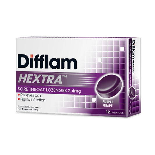 Difflam Hextra Sore Throat Lozenges 2.4mg 12's (Purple Grape)