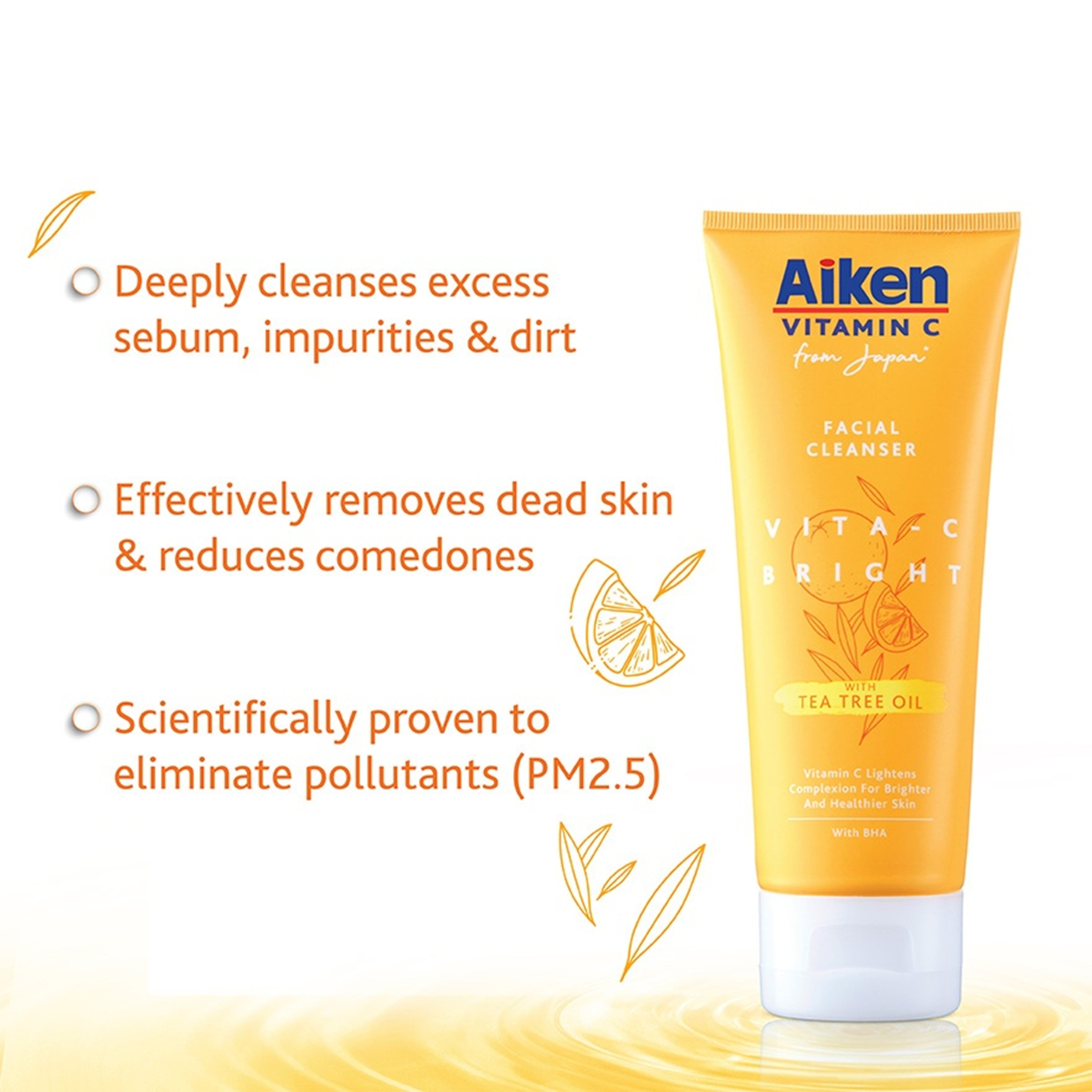 Aiken Vitamin C Facial Cleanser with Tea Tree Oil and BHA 100g (Vita-C Bright)