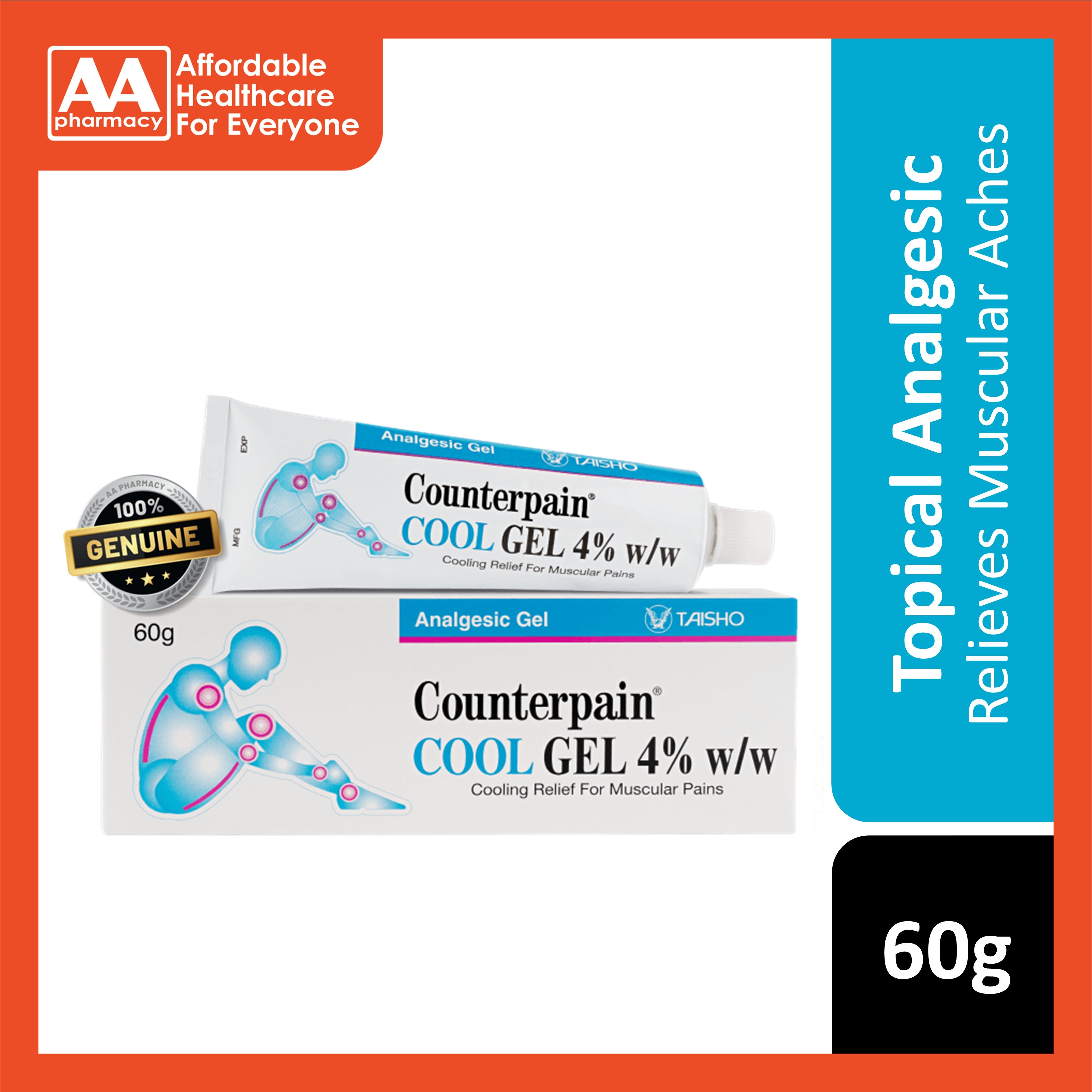 Counterpain Cool Gel 4% w/w Analgesic Gel 60g