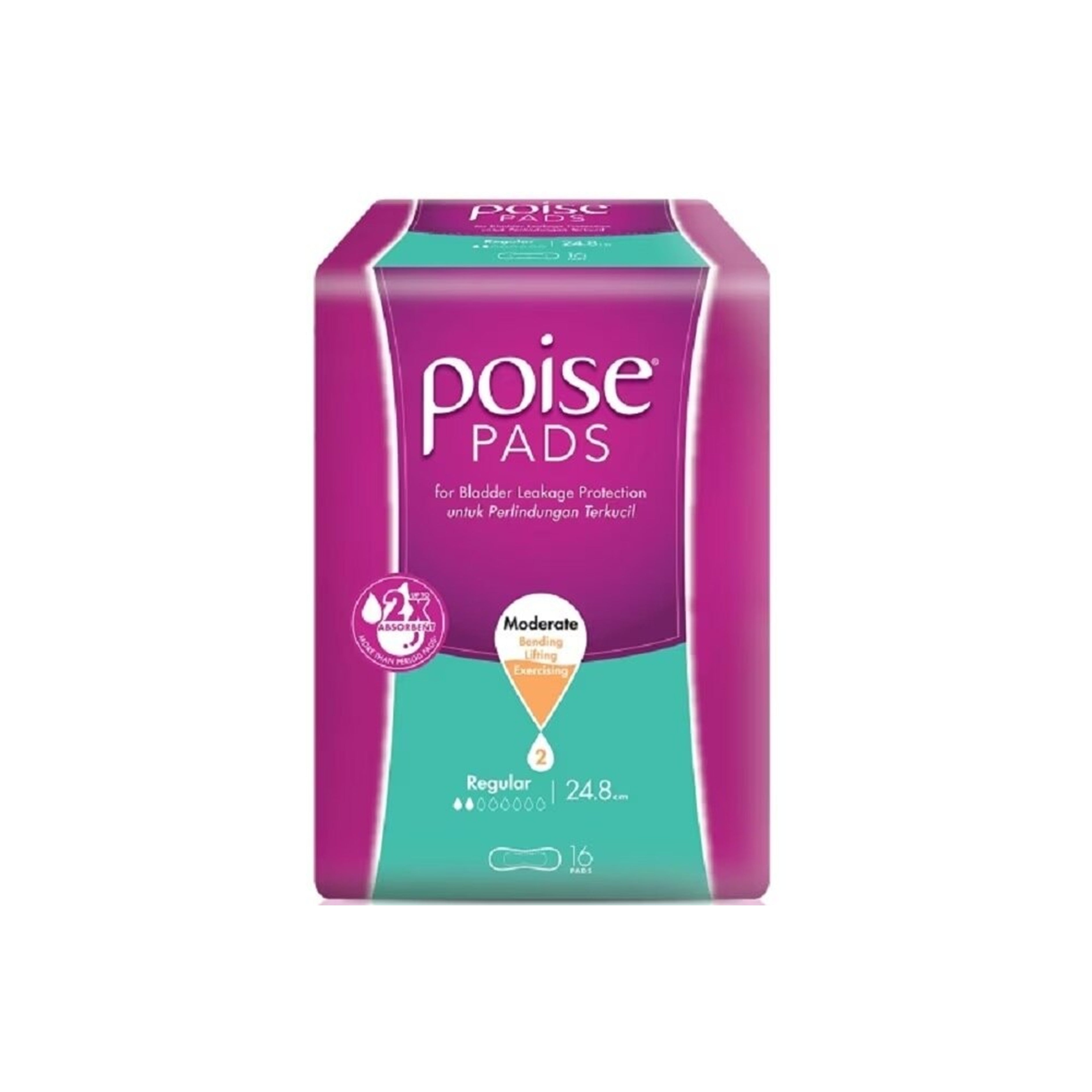 Poise Pads - Regular 24.8cm, Moderate (16's)