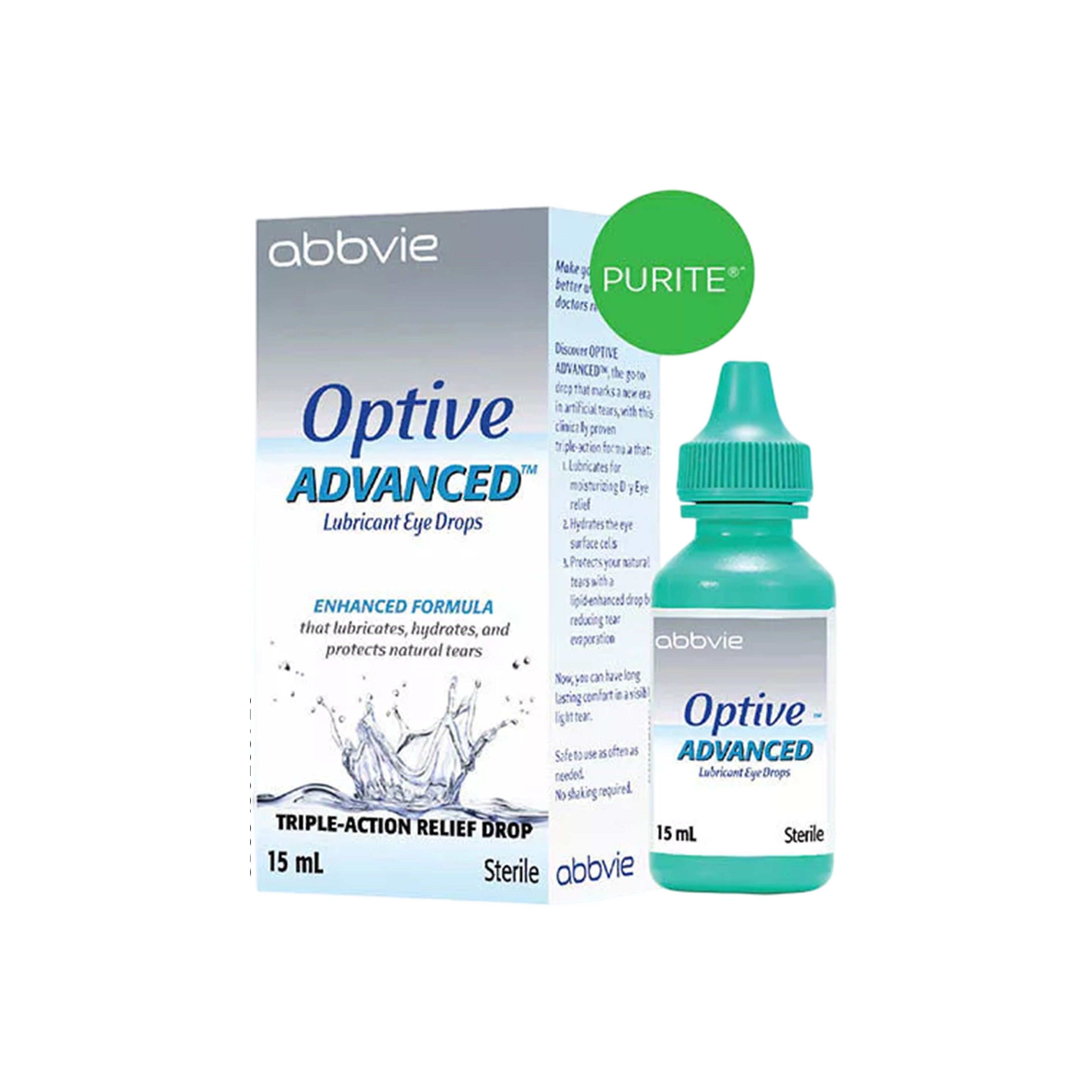 Optive Advanced Lubricant Eye Drops (15ml) - Triple-Action Relief Drop