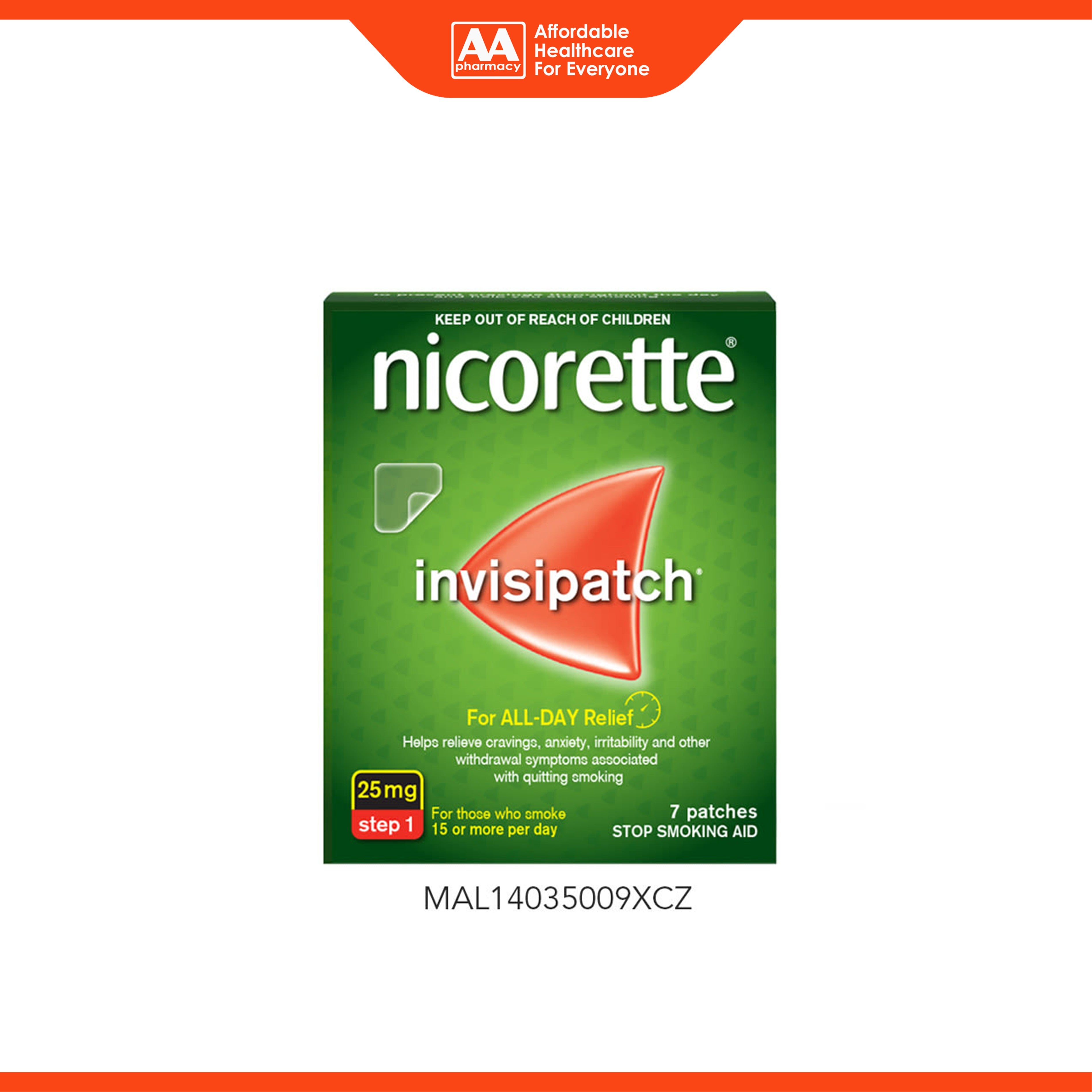 Nicorette Invisi Transdermal Patch 25mg/16hr - Step 1 (7's)