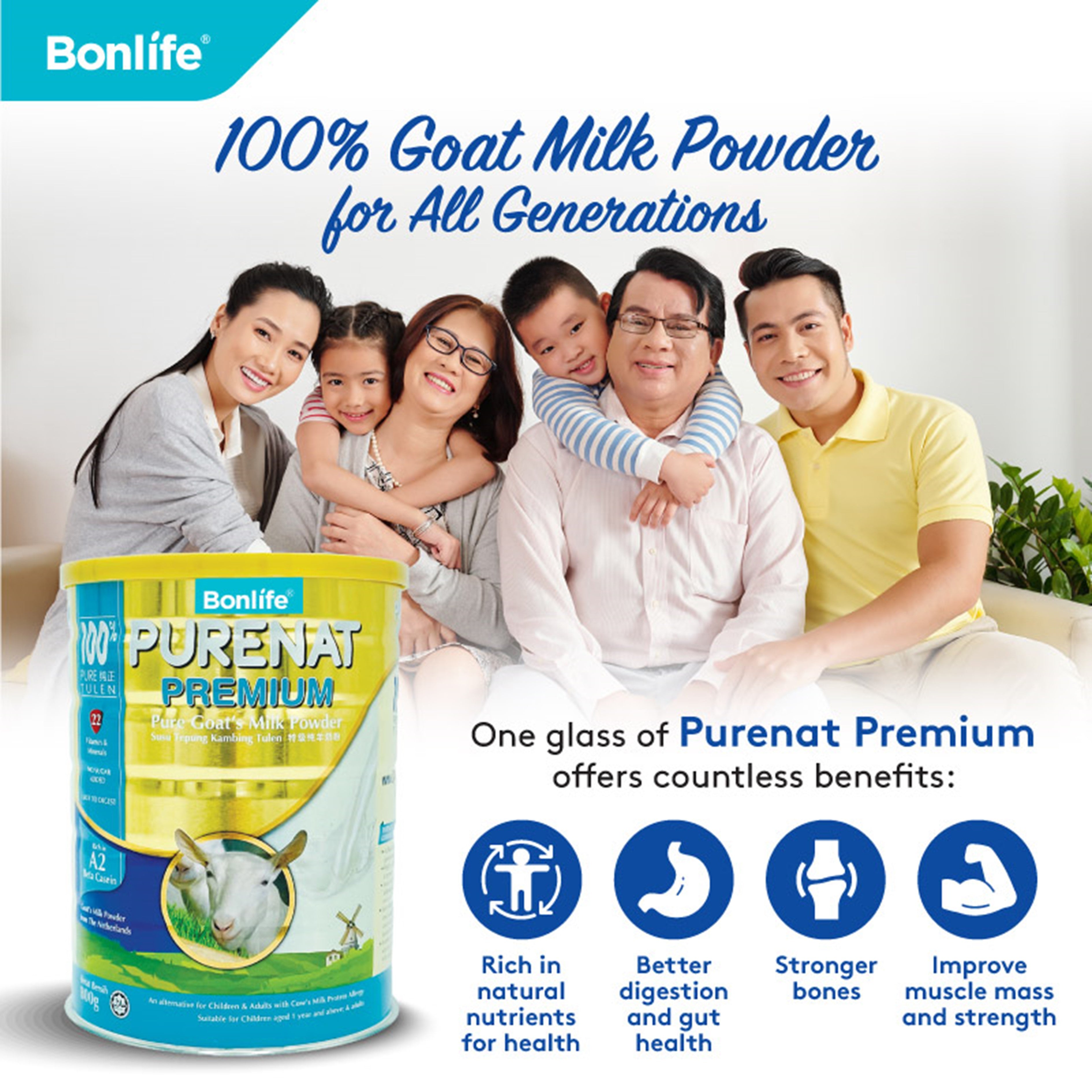 Bonlife Purenat Premium Pure Goat's Milk Powder 800g