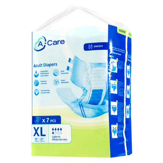 A-Care Adult Diapers Size XL 7's (100-155cm / 39-61 inches)