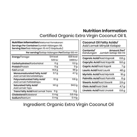 Country Farm Certified Organic Extra Virgin Coconut Oil 1L+100mL (Cold Pressed and Unrefined)