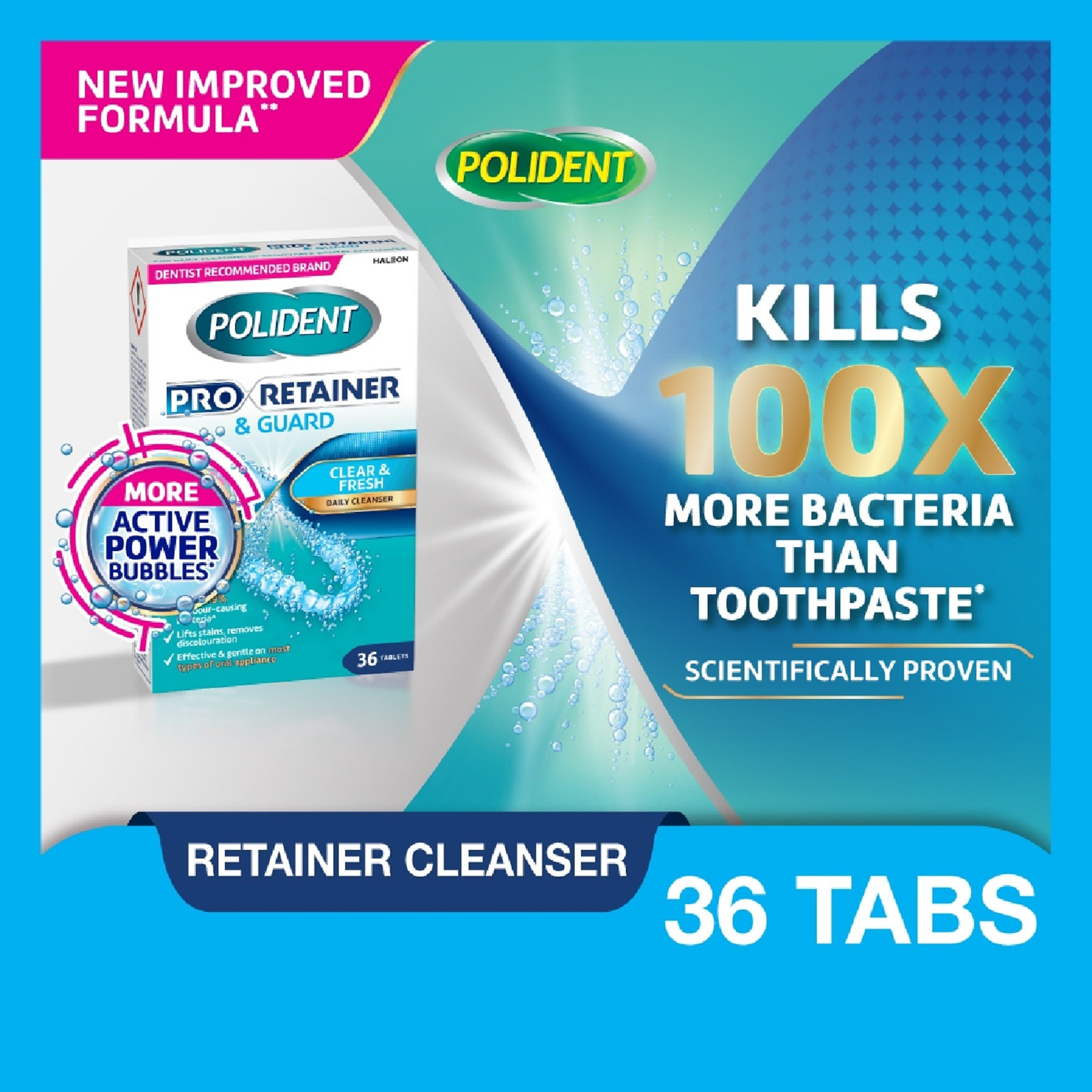 Polident Pro Retainer and Guard Clear and Fresh Daily Cleanser Tablet (36's)