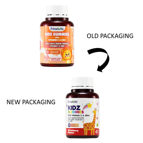 PrimeVite Kidz Gummies With Vitamin C and Zinc 60's (Strawberry Flavour)