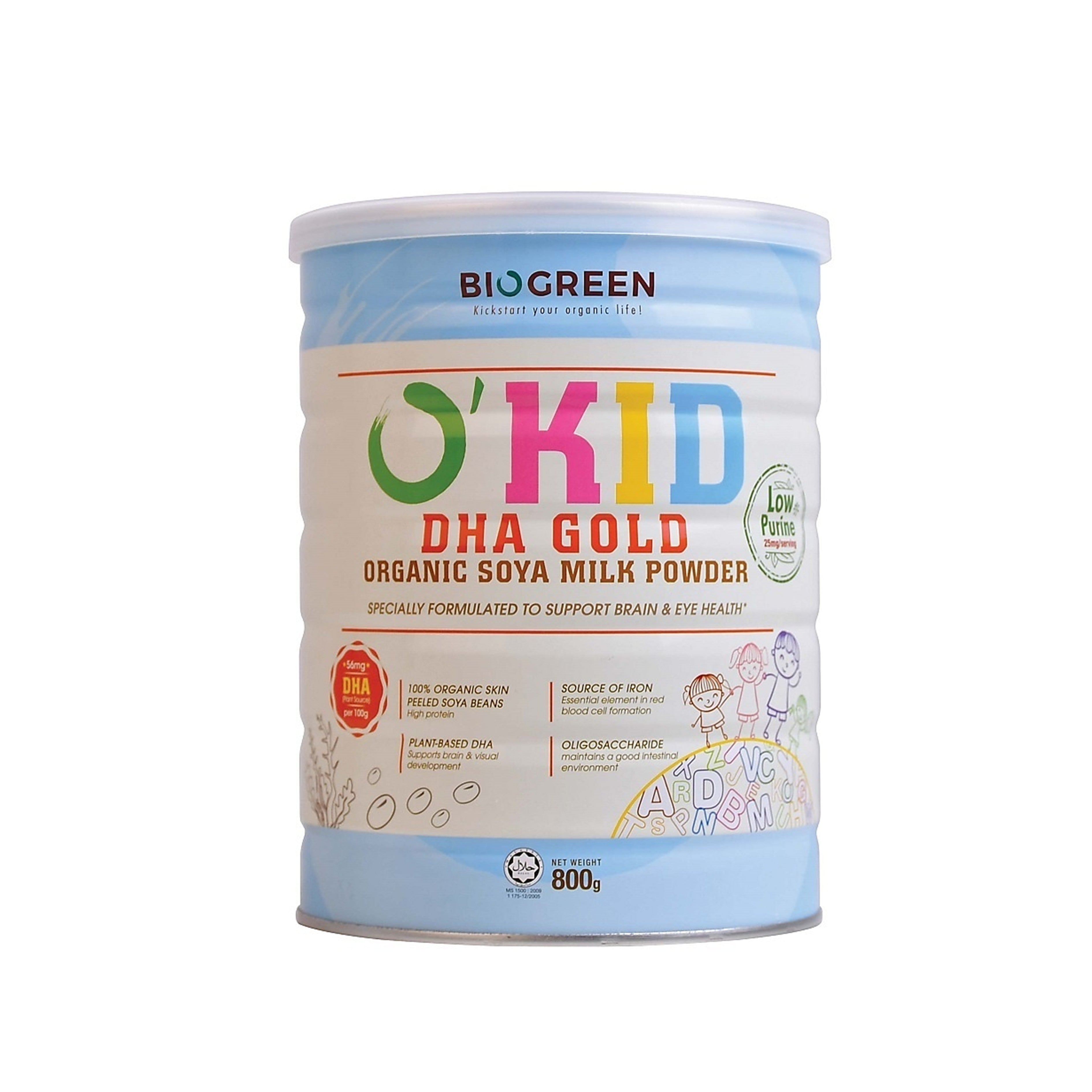 Biogreen O'Kid DHA Gold Organic Soya Milk Powder 800g (For Children 1 Year and Above)