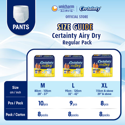 Certainty AiryDry Adult Pants Size L 9's (95-120cm / 32-42 inches)