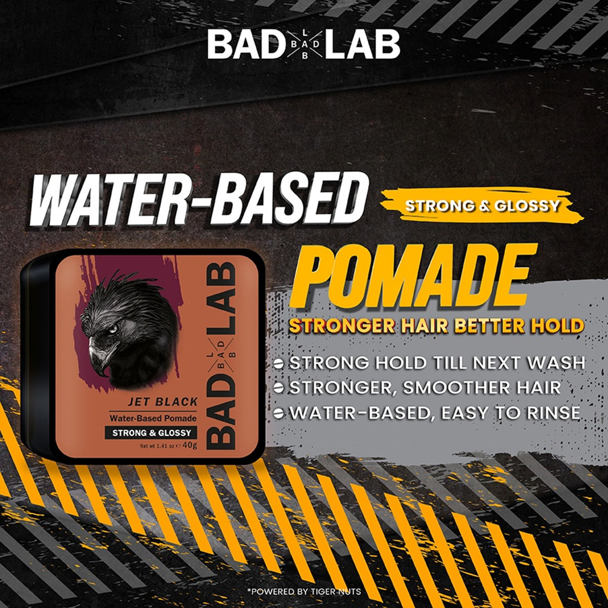 Bad Lab Jet Black Water-Based Pomade - Strong and Glossy (40g)