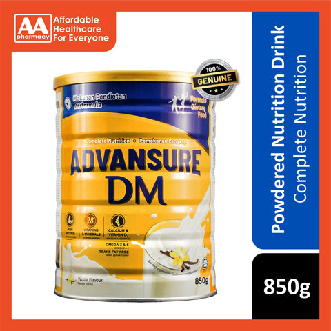 Advansure DM Complete Nutrition Formula Dietary Food 850g (Vanilla Flavour)
