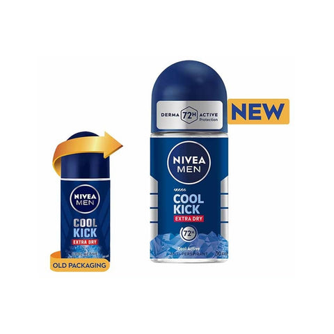 Nivea Men Cool Kick Extra Dry 72H Anti-Perspirant Roll On 50mLx2's [Twinpack]