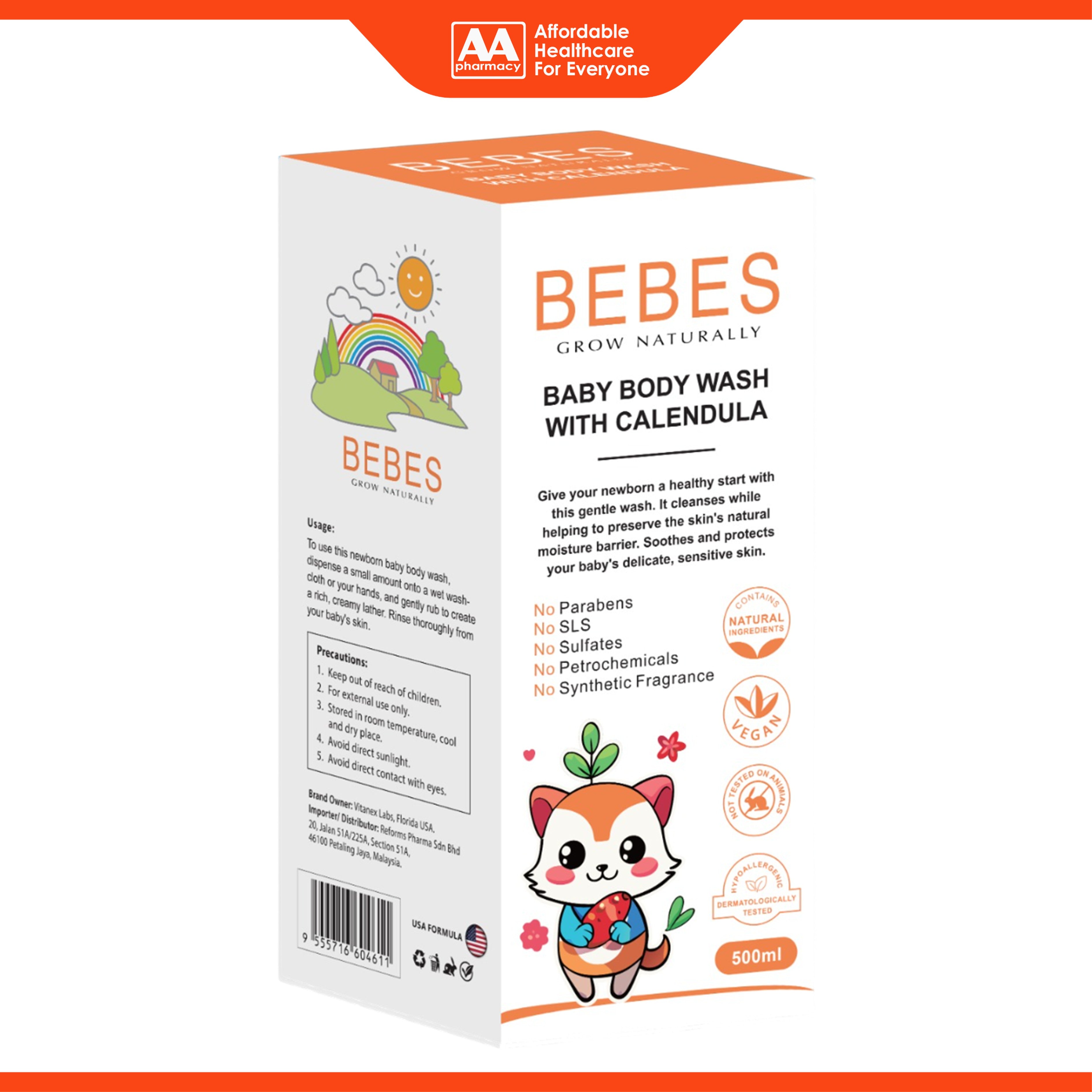 Bebes Baby Body Wash with Calendula 500mL