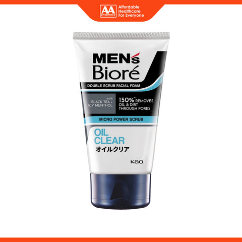 Men's Bioré Double Scrub Facial Foam (Oil Clear) 100g