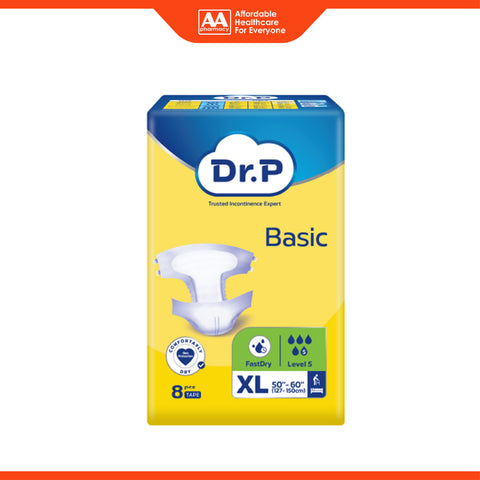 Dr. P Basic Adult Diapers Size XL 8's (127-150cm / 50-60 inches)