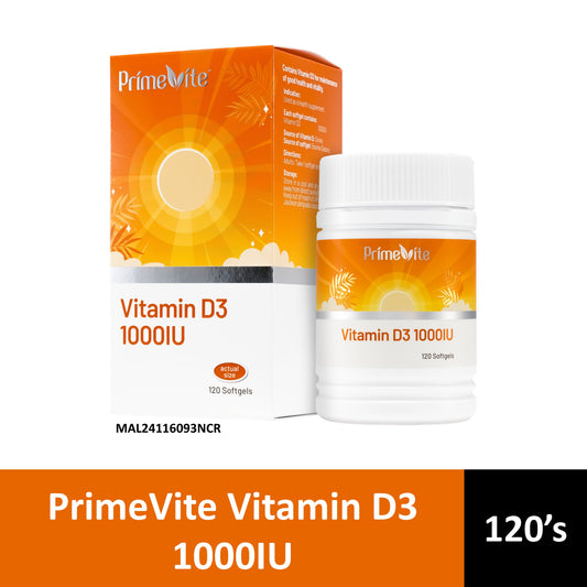 PrimeVite Vitamin D3 1000IU Softgel 120's