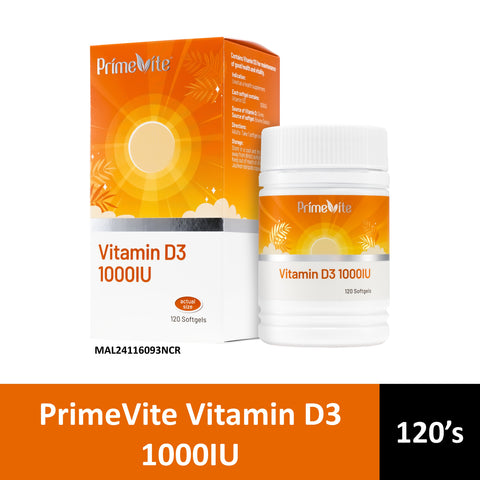 PrimeVite Vitamin D3 1000IU Softgel 120's