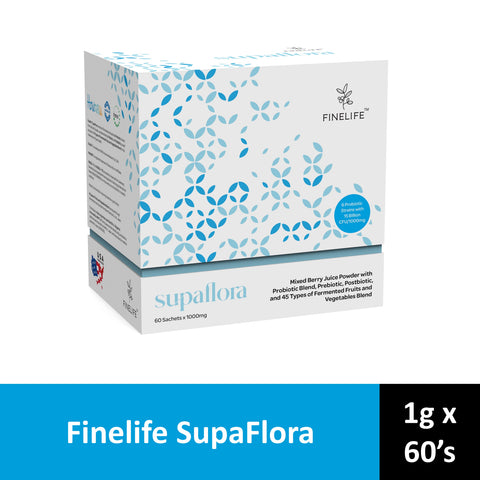 Finelife SupaFlora (6 Probiotic Strains with 15 Billion CFU/1000mg) Sachet 60's (Mixed Berry Flavour)