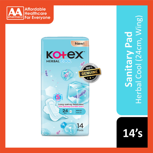 Kotex Pads (Herbal Cool, Maxi Wing, 24cm) 14's [Day Use]