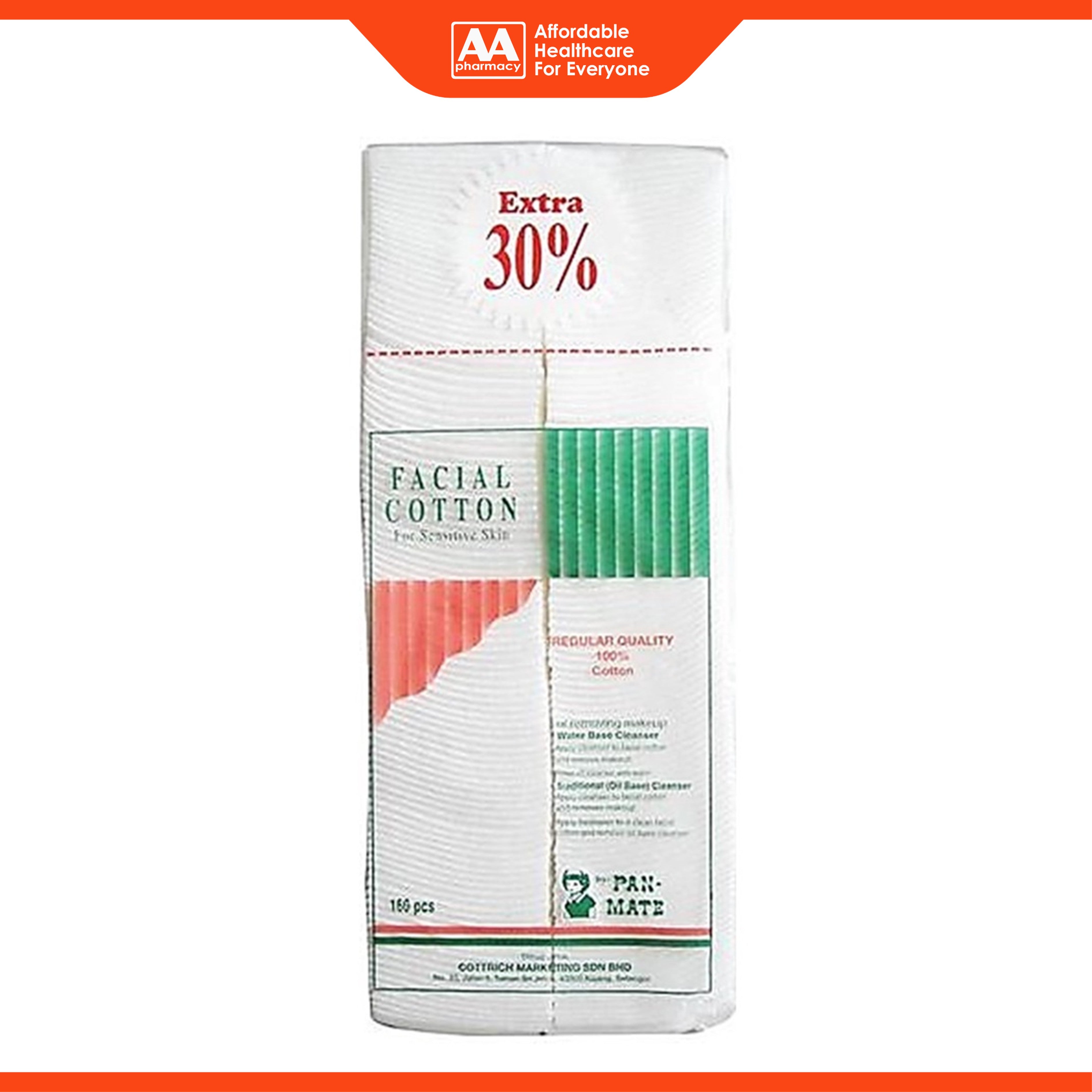Pan-Mate Facial Cotton (For Sensitive Skin) 160's