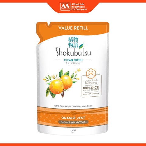 Shokubutsu Clean Fresh Refreshing Body Wash (Orange Zest) 800g (Refill Pack)