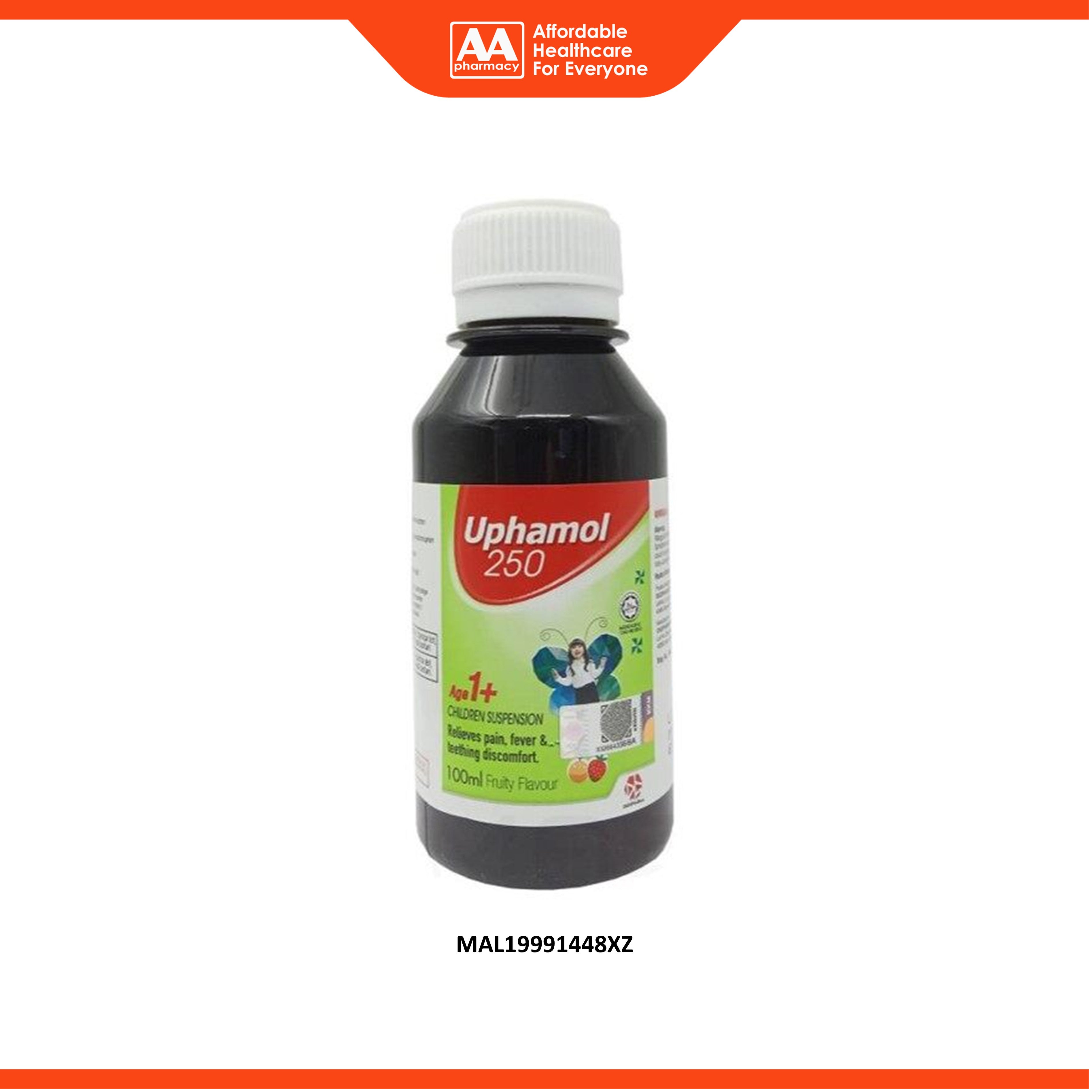 Uphamol 250mg Children Suspension 100mL (Fruity Flavour)