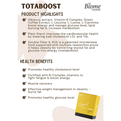 Biome Totaboost Metaboost Plus (Botanical Beverage Mix Coffee Powder with Green Coffee Extract) Sachet 20gx15's (Latte Flavour)