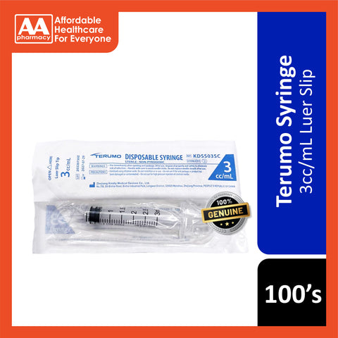 Terumo Syringe 3cc/mL 100's (Luer Lock/Luer Slip)